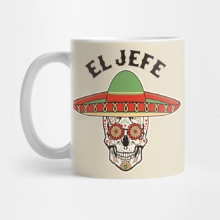 El Jefe Sugar Skull Mexican Dia De Los Muertos Cinco de Mayo Mug